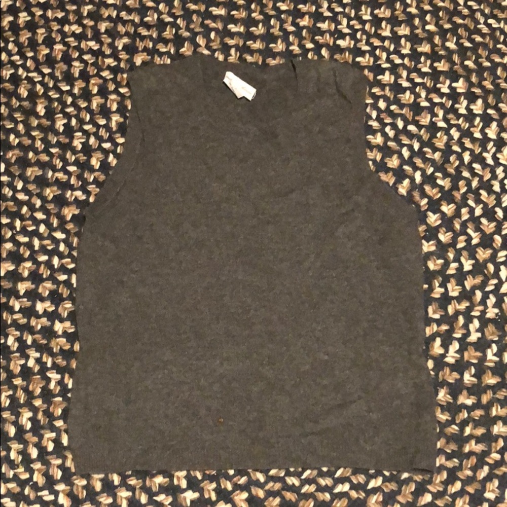 Wendy B Cashmere grey vest petite large size